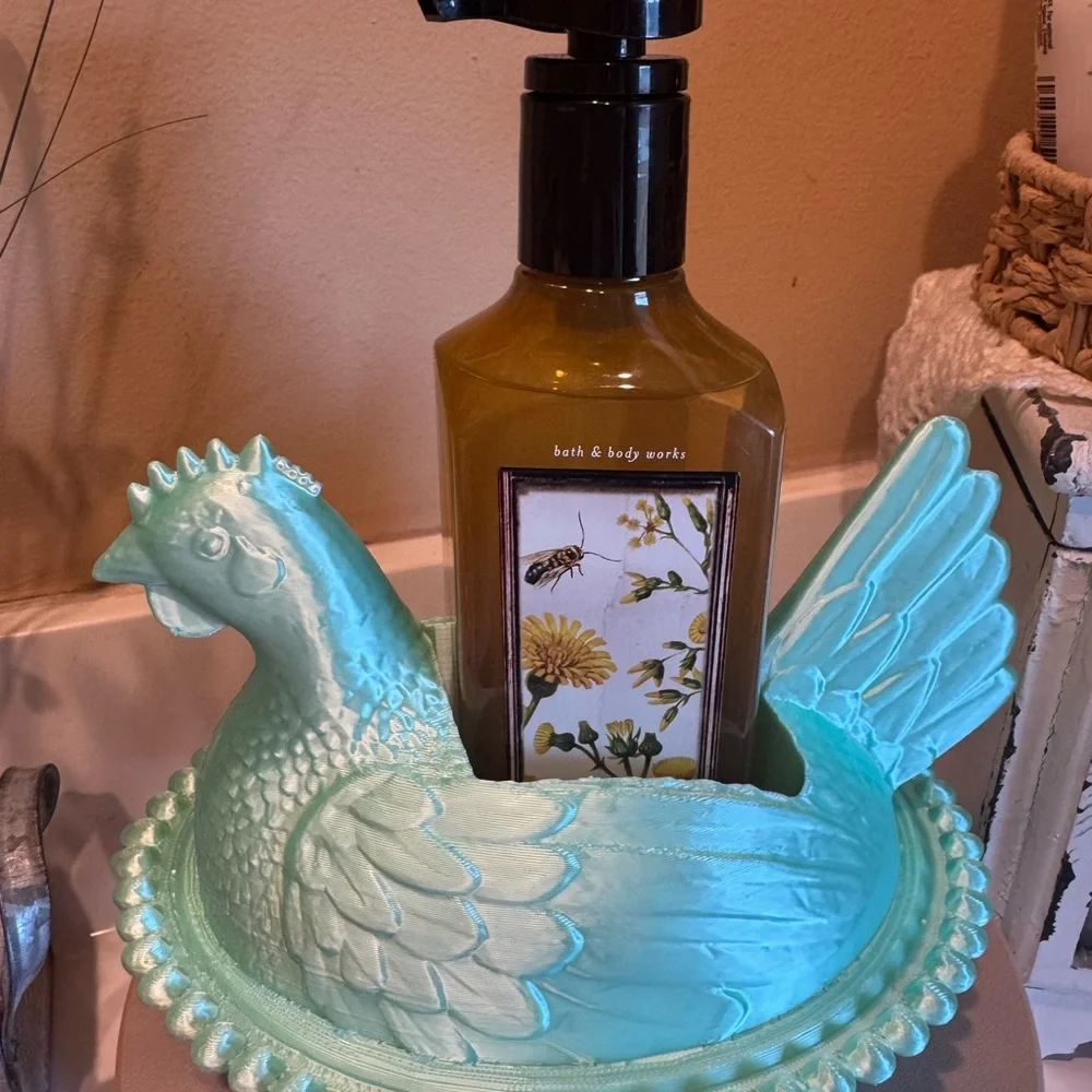 Hen on nest bath and body hand soap holder- 3d printed